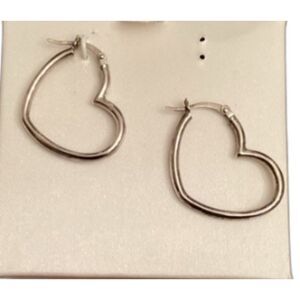 STERLING SILVER OPEN HEART HOOP 925 EARRINGS
